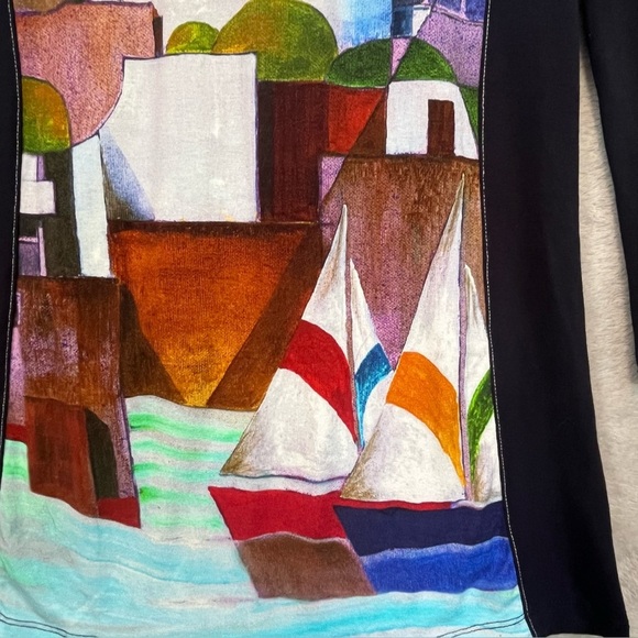 Simply Art By Dolcezza Art To Wear Top Sail Boats Coastal Sz XS Tunic - Picture 9 of 15